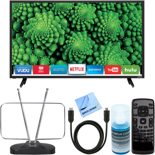 Vizio D32-D1 D-Series 32` Full Array LED Smart TV + HDTV Antenna & TV Accessory Bundle