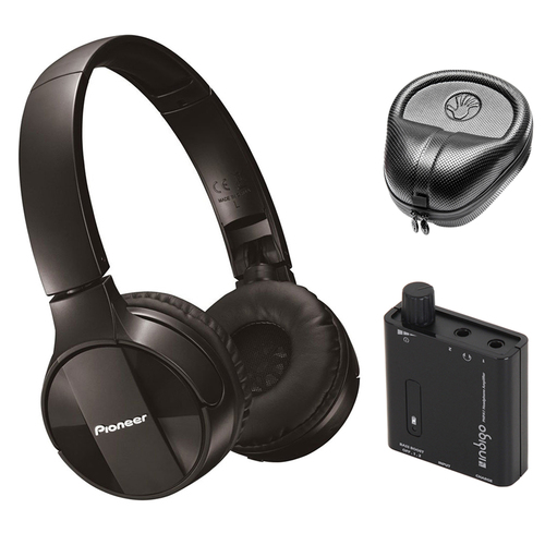 Pioneer On-Ear Wireless Headphones, Black w/ Amplifier Bundle