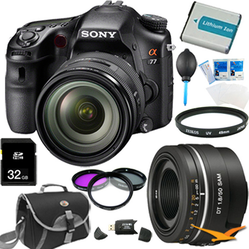 Sony SLTA77VQ - a77 Digital SLR 24.3 MP with 16-50mm and 50mm f1.8 Lens Bundle