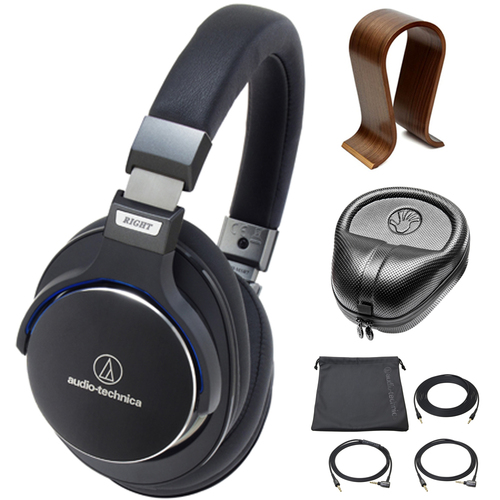 Audio-Technica SonicPro Over-Ear High-Res. Headphones Black w/ Stand Bundle