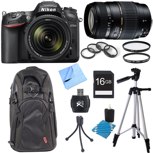 Nikon D7200 DX-format Digital SLR Camera & 18-140mm + Tamron 70-300mm Dual Lens Bundle