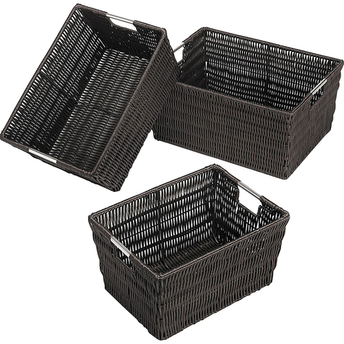Whitmor Set of 3 Rattique Storage Baskets in Espresso - 6500-1959-ESPR