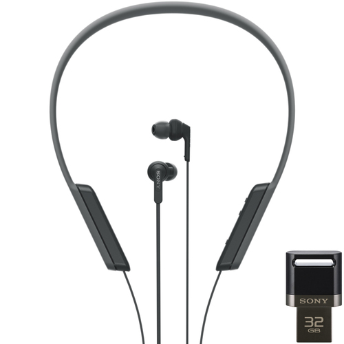 Sony Bluetooth Wireless, In-Ear Headphones w/ NFC (Black) + Bonus 32GB USB Drive
