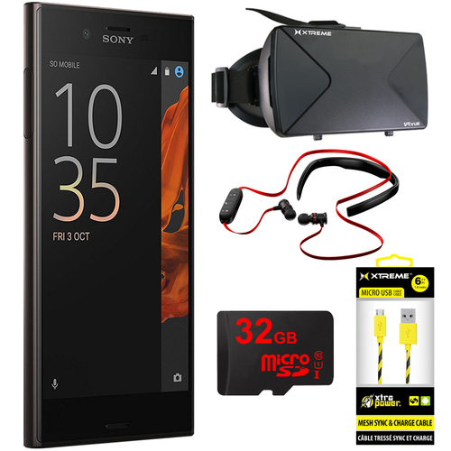 Sony Xperia XZ 5.2` 32GB Unlocked Smartphone Black w/ 32GB Deluxe Bundle