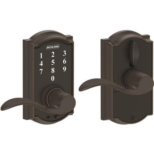 Schlage Touch Camelot Lock with Accent Lever (Bronze) FE695 CAM 716 ACC