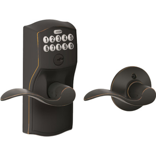 Schlage Keypad Lever - Accent Lever, Camelot Trim, Bronze FE575 Cam 716/Acc