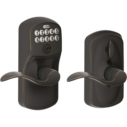 Schlage Keypad Lever - Accent Lever, Plymouth Trim, Bronze FE595 Ply 716/Acc