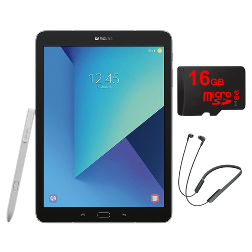 Samsung Galaxy Tab S3 9.7 Inch Tablet w/ S Pen (Silver) + Sony Wireless Headphone Bundle