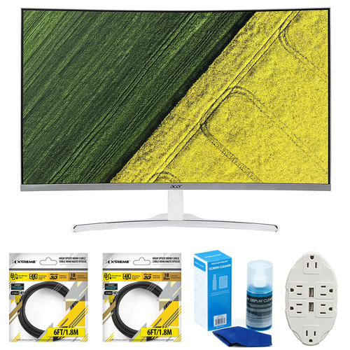 Acer 31.5` Curved Full HD LED Monitor wmidx Display with Cleaning Bundle