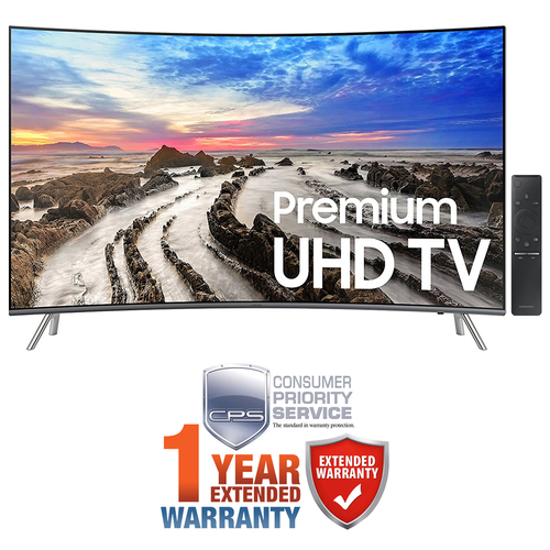 Samsung 54.6` Curved 4K UHD Smart LED TV (2017 Model) + Extended 1 Year Warranty Bundle