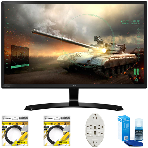 LG 27` Full HD IPS Dual HDMI Gaming Monitor 27MP59HT-P with Cleaning Bundle