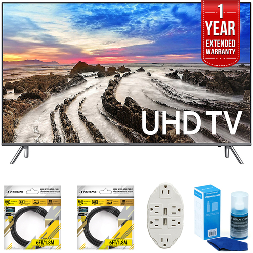 Samsung 48.5` 4K Ultra HD Smart LED TV 2017 Model with Extended Warranty Bundle