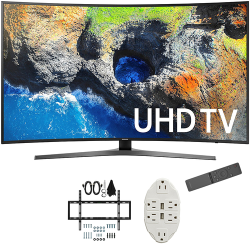Samsung 54.6` Curved 4K Ultra HD Smart LED TV 2017 Model with Wall Mount Bundle
