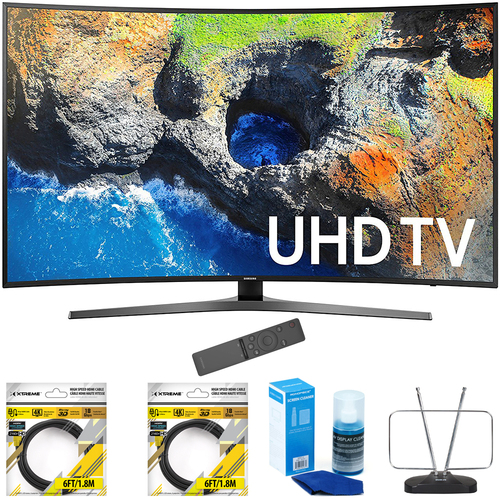 Samsung 54.6` Curved 4K Ultra HD Smart LED TV 2017 Model with Cleaning Bundle