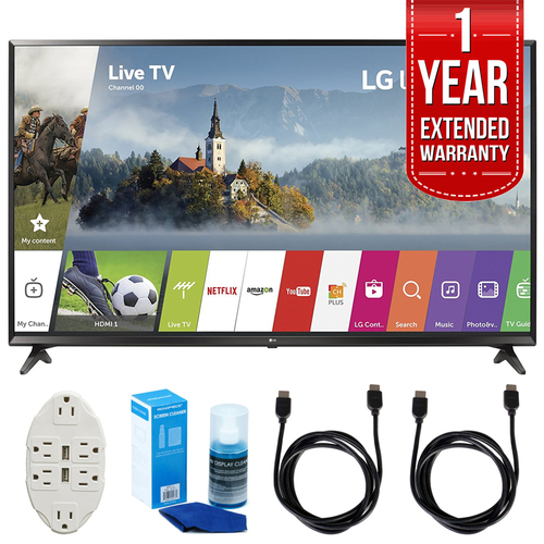 LG 43` UHD 4K HDR Smart LED TV w/ Extended Warranty + Accessories Bundle