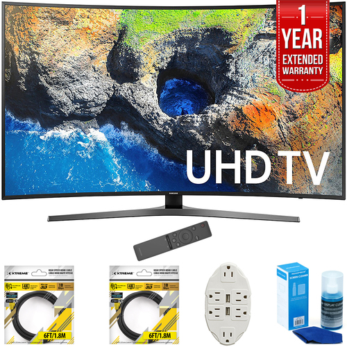 Samsung 65` Curved 4K Ultra HD Smart LED TV 2017 Model w/ Extended Warranty Kit