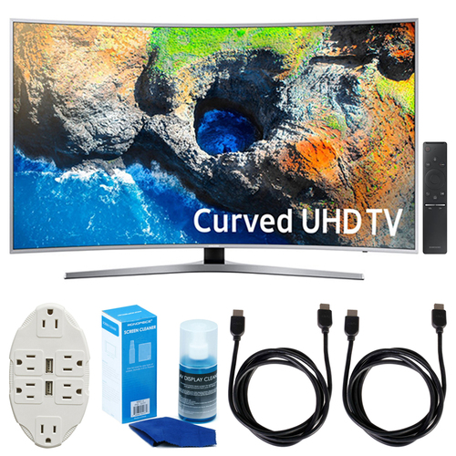 Samsung 48.5` Curved 4K Ultra HD Smart LED TV (2017 Model) w/ Accessories Bundle