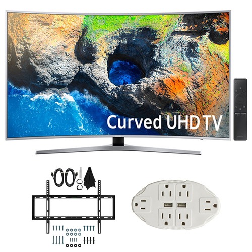 Samsung 48.5` Curved 4K Ultra HD Smart LED TV (2017 Model) w/ Wall Mount Bundle