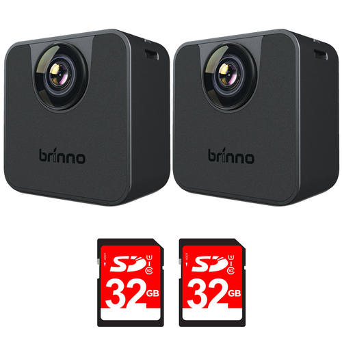Brinno 2-Pack TLC120A-BK Time-Lapse HD Video Camera w/ 2-Pack 32GB Memory Card