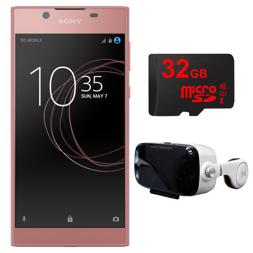 Sony Xperia L1 16GB 5.5-inch Smartphone, Unlocked  (Pink) w/ VR Accessory Bundle