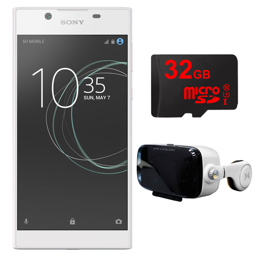 Sony Xperia L1 16GB 5.5-inch Smartphone, Unlocked  (White) w/ VR Accessory Bundle