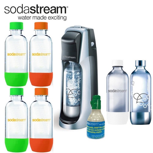 SodaStream Fountain Jet Home Sparkling Water Maker Kit + Bonus Bottles and Starter CO2