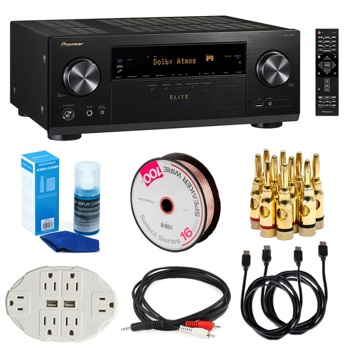 Pioneer VSXLX101 7.2 Channel HD AV Receiver w/Bluetooth and WiFi, HDMI Cables Bundle