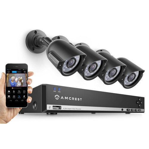 Amcrest 960H Video Security System 4 800+TVL Weatherproof Camera with Night Vision 500GB