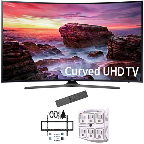 Samsung 49` Curved 4K Ultra HD Smart LED TV 2017 Model with Wall Mount Bundle