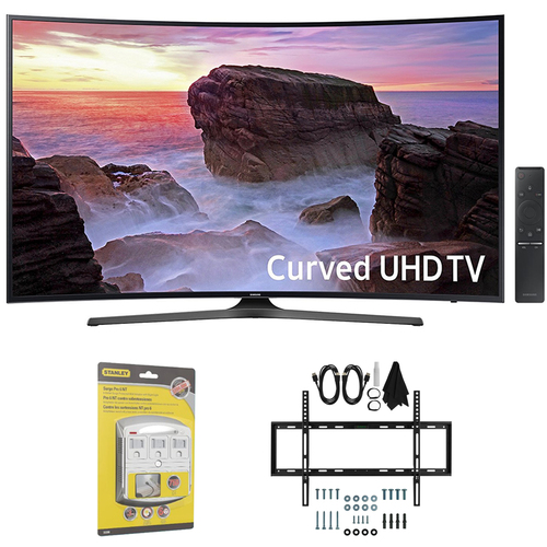 Samsung Curved 55` 4K Ultra HD Smart LED TV (2017 Model) w/ Wall Mount Bundle