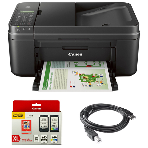 Canon PIXMA MX492 WiFi All-In-One Inkjet Printer w/ Genuine Canon Ink Bundle