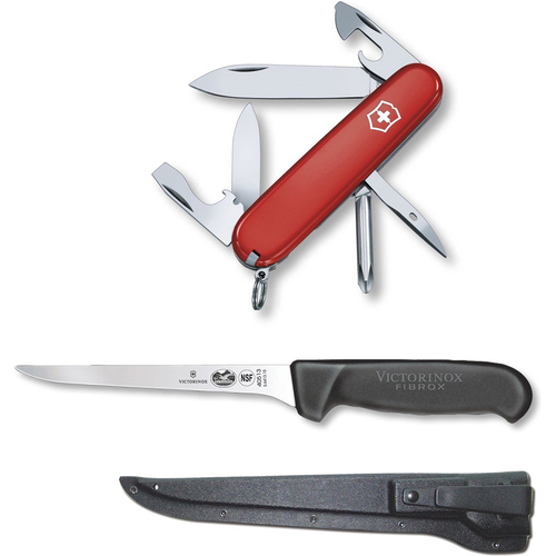 Victorinox Swiss Army Tinker Knife with 6` Fillet Knife and Sheath Set