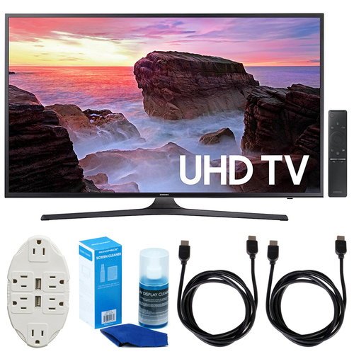 Samsung 43` 4K Ultra HD Smart LED TV (2017 Model) w/ Accessories Bundle