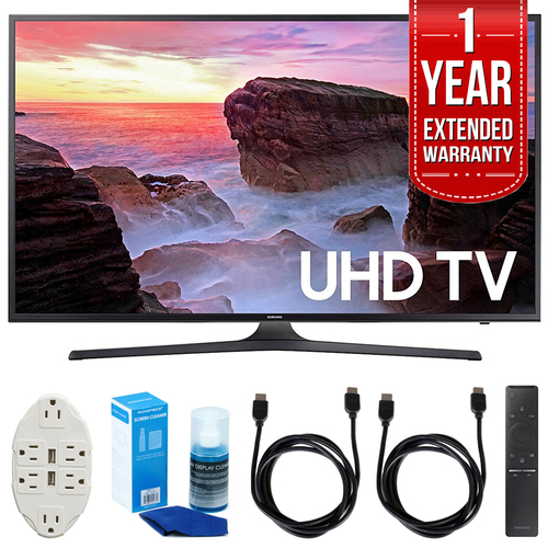 Samsung 43` 4K Ultra HD Smart LED TV (2017 Model) w/ Extended Warranty Bundle