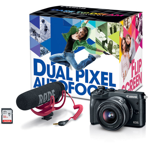 Canon M6 EOS 24.2MP Mirrorless Digital Camera Video Creator Kit (Black)