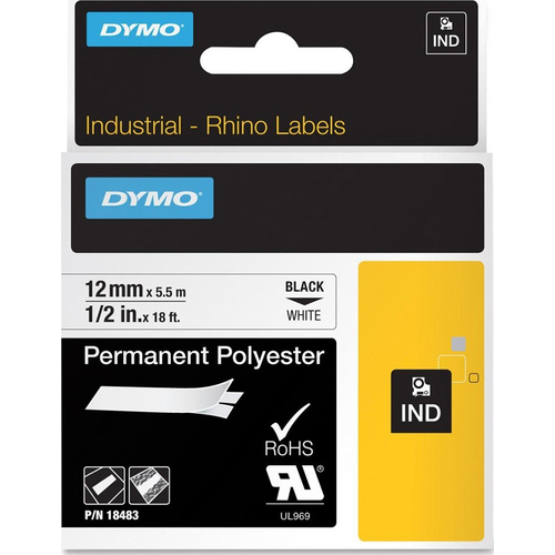 DYMO 1/2` RHINO Permanent Polyester Labels - 18483