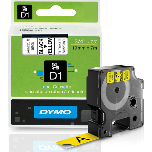 DYMO 3/4'' x 23' Standard D1 Labeling Tape Black - 45808