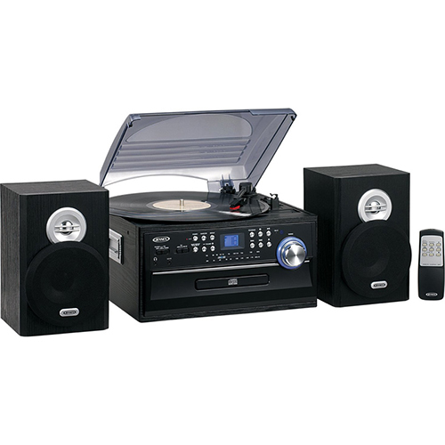 Jensen 3 Speed Stereo Turntable w CD System, Cassette & AM/FM Stereo Radio - OPEN BOX