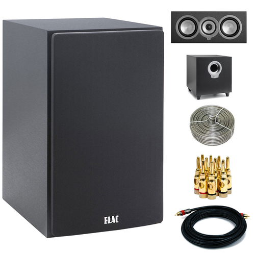 Elac DB51-BK Debut Series B5 5 & 1/4` Bookshelf Speaker Pair w/ Center Speaker Bundle