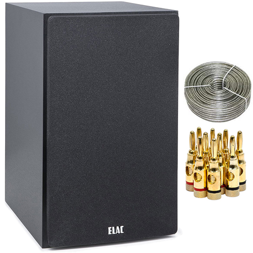 Elac DB61-BK Debut Series B6 6&1/2` Bookshelf Speaker Pair with Accessories Bundle