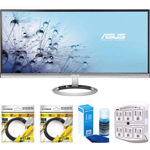 ASUS Designo 29` Ultra-wide QHD Eye Care Frameless Monitor with Cleaning Bundle