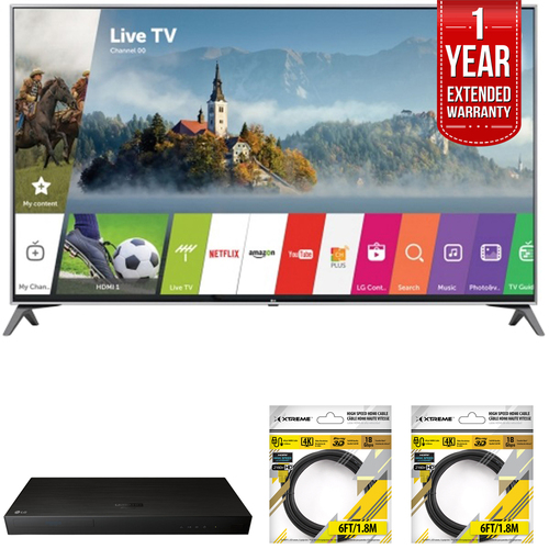 LG 65` UHD 4K HDR Smart LED TV 2017 Model with Warranty + Blu Ray Bundle