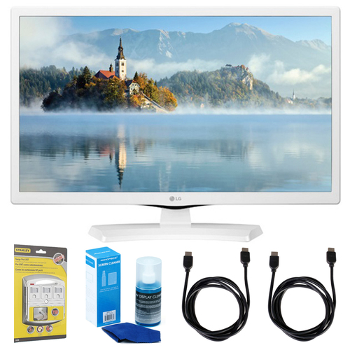 LG 24LJ4540-WU 24` HD LED TV - White (2017 Model) w/ Accessories Bundle
