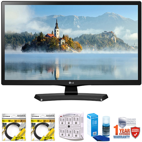 LG 24` Class 23.6` Diag HD 720p LED TV 2017 Model  with Extended Warranty Bundle