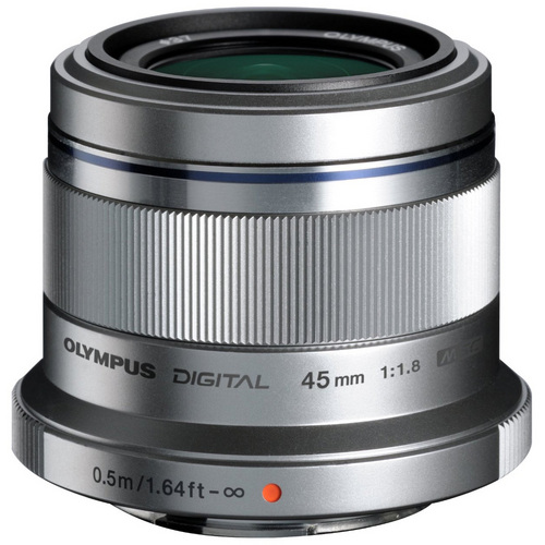 Olympus M. Zuiko Digital ED 45mm f/1.8 Lens for Micro Four Thirds Cameras (Silver)