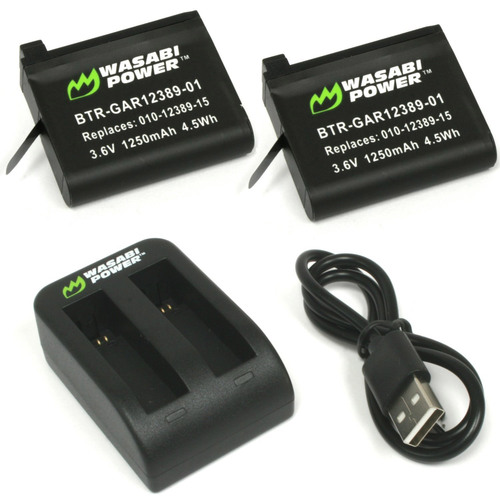 Wasabi Power Battery (2-Pack) and Dual Charger for Garmin VIRB Ultra 30