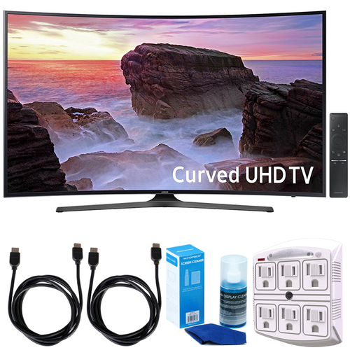Samsung Curved 65` 4K Ultra HD Smart LED TV (2017 Model) w/ Accessories Bundle