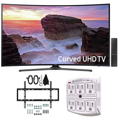 Samsung Curved 65` 4K Ultra HD Smart LED TV (2017 Model) w/ Wall Mount Bundle