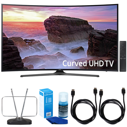 Samsung Curved 65` 4K UHD Smart LED TV (2017 Model) w/ TV Cut The Cord Bundle
