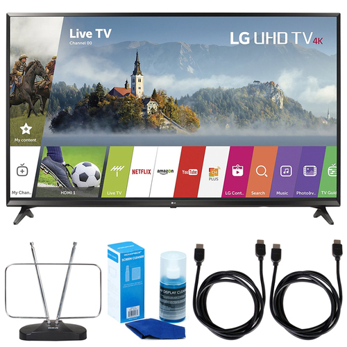 LG 55UJ6300 55` 4K Ultra HD Smart LED TV (2017 Model) w/ TV Cut The Cord Bundle